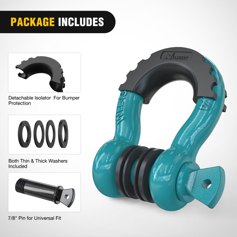Nilight 2 Pack 3/4"" D-Ring Shackle with 7/8"" Screw Pin 41,887lbs Break Strength, Heavy Duty Off Road Recovery Shackle with Isolators Washers for Use with Tow Strap, Winch, Off-Road Jeep Truck Vehicle - Image 4